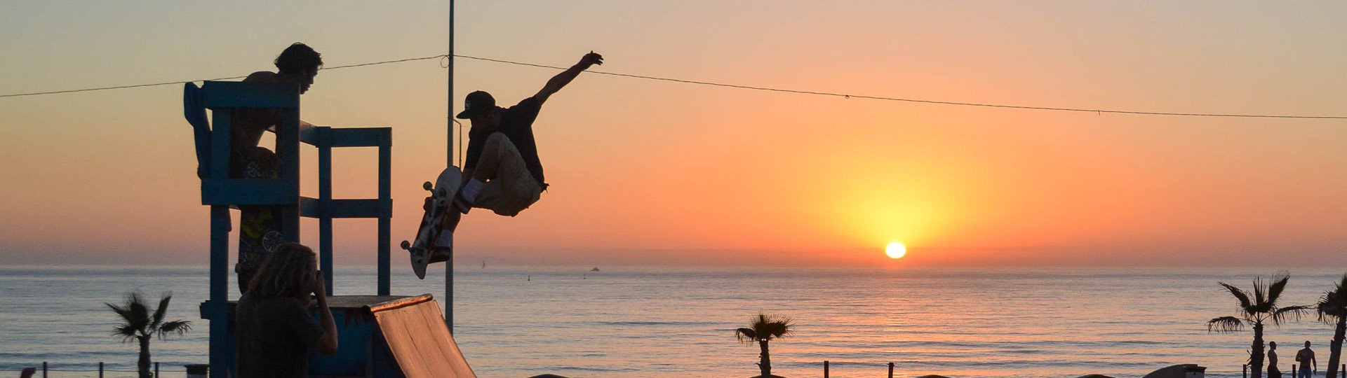 Skateboarder on halfpipe in Baja